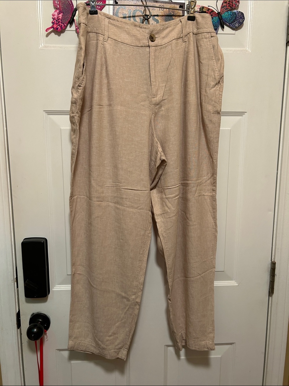 🌞Women Kaki-Beige Linen-Blend Casual Pants 👖- Size 14 by A New Day
